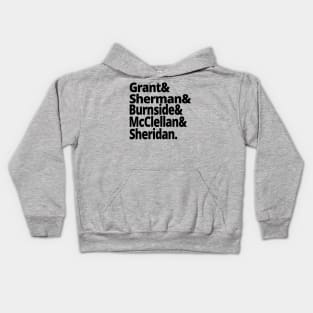 US Civil War History - Union Army Generals - Grant, Sherman, Burnside, McClellan, Sheridan - US Civil War History American History Kids Hoodie